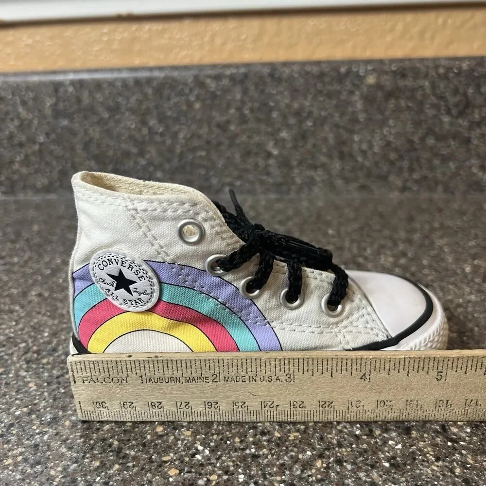 Converse Kids Infant Baby Sz 5 White Unicorn Canvas Sneaker Lace Up Hi Top Shoes